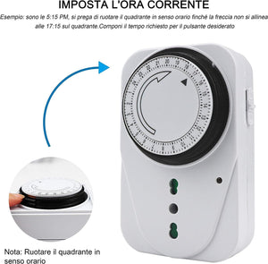 Timer Analogico 24 Ore Giornaliero 16A 3500W Max