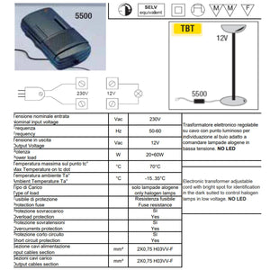 Varialuce Relco 5500N 12V 20 - 60W per Lampadine Alogene Nero