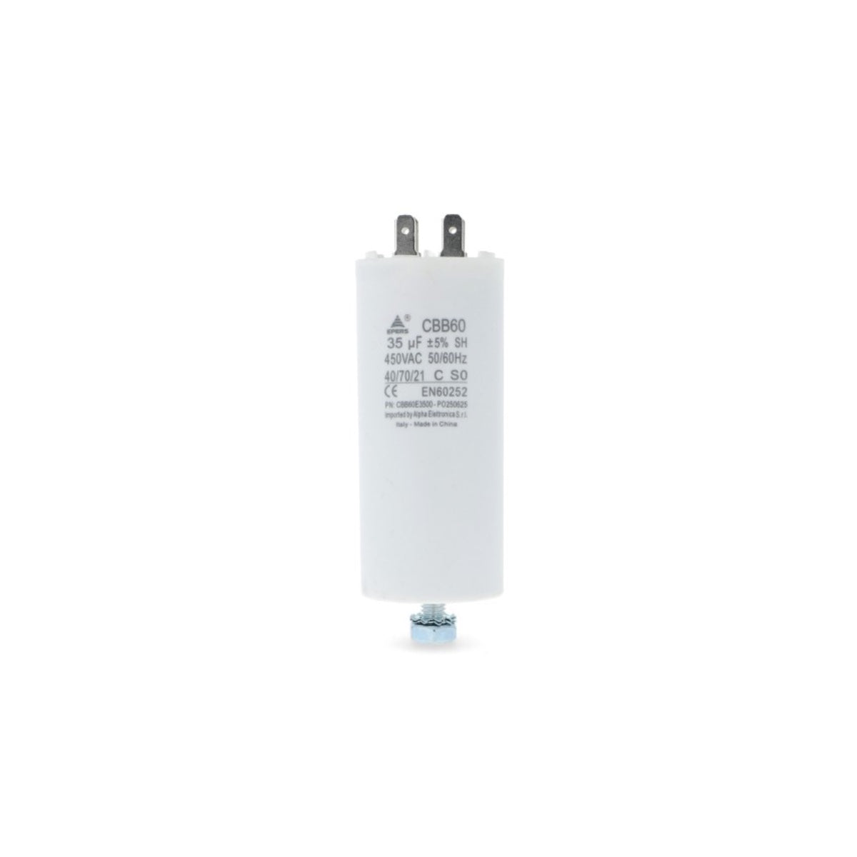 Condensatore 35 µF 450V Faston 6,3 mm Polipropilene per motori