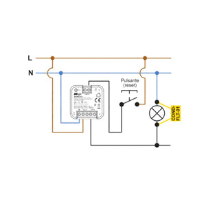 Schema elettrico del condensatore anti sfarfallio LED collegato tra uscita dimmer e Neutro per eliminare corrente residua e lampeggio