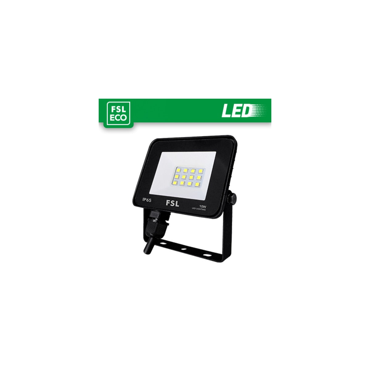 Proiettore LED compatto nero con vetro frontale, faro led esterno 10W 4000K IP65"