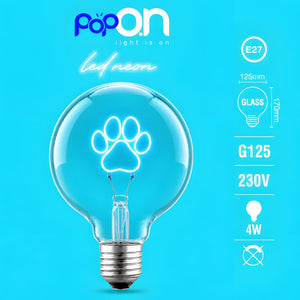 Lampadina decorativa LED G125 E27 POPON ZAMPA scheda con dati E27 G125 230V 4W