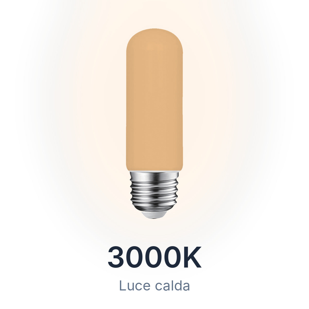 Lampadina LED tubolare E27 10W 3000K luce calda, vetro bianco