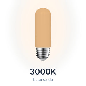 Lampadina LED tubolare E27 10W 3000K luce calda, vetro bianco