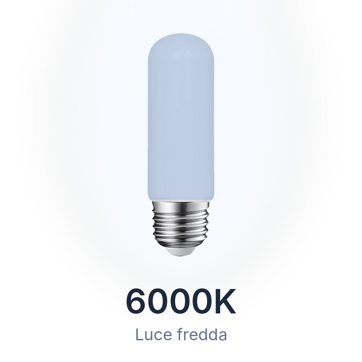 Lampadina LED tubolare E27 10W 6000K luce fredda, vetro bianco