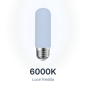 Lampadina LED tubolare E27 10W 6000K luce fredda, vetro bianco