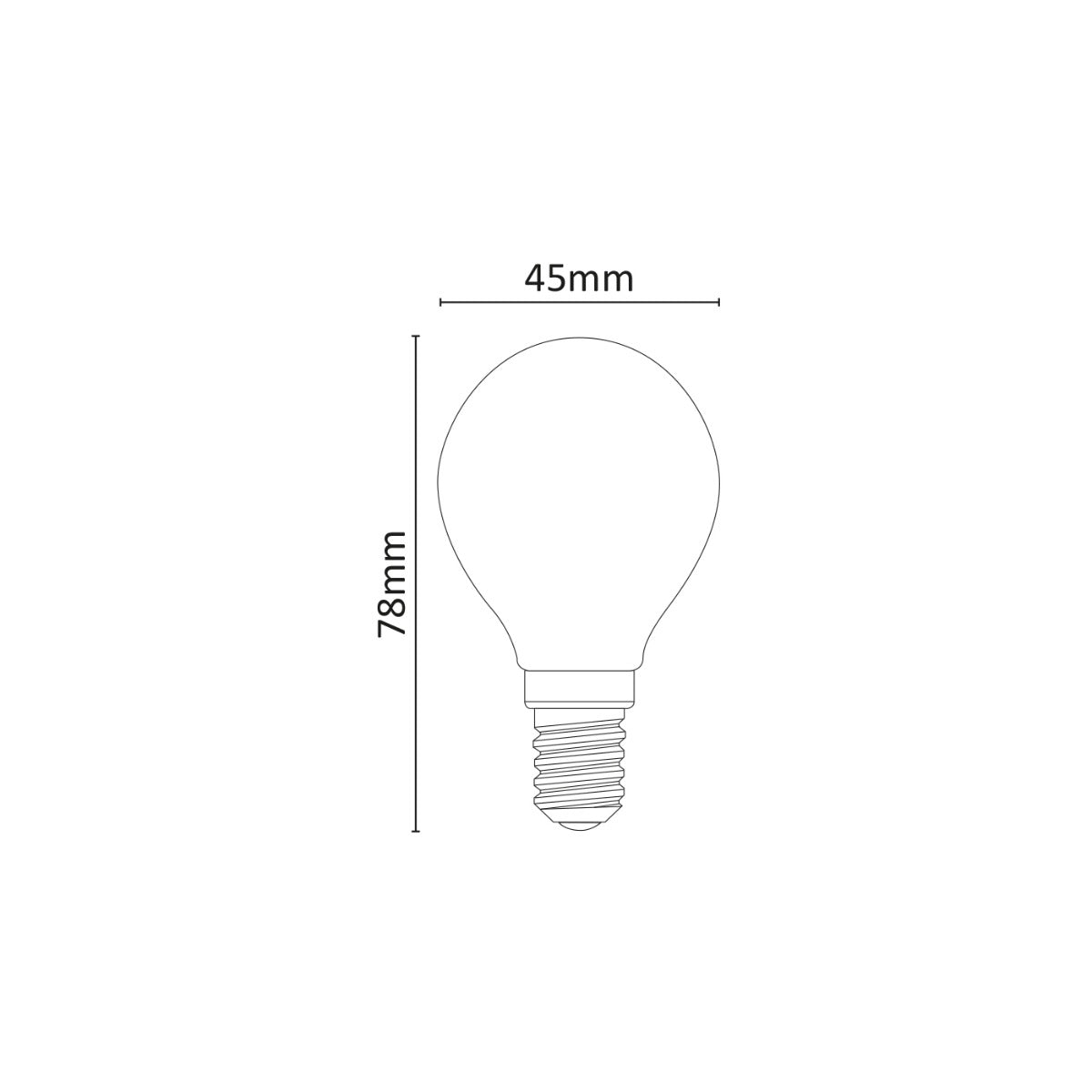 misure 78 x 45mm
Lampadina Sfera Satinata E14 4W 3000K LED Vetro Smerigliato