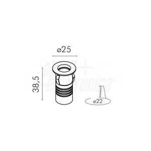 disegno tecnico Mini Faretto LED da Incasso Focus 1W Bianco Ø25mm CRI90