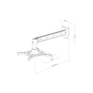 Supporto proiettore da parete 36-58 cm - disegno tecnico con dimensioni