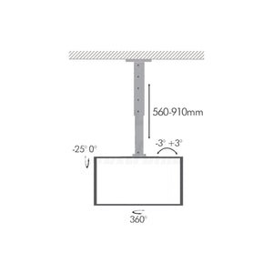 Supporto TV Soffitto Telescopico Orientabile 23-43 Pollici 50Kg