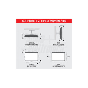 Supporto TV Soffitto Telescopico Orientabile 23-43 Pollici 50Kg