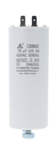 Condensatore 70 µF 450V Faston 6,3 mm Polipropilene per motori