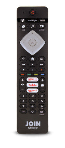 Telecomando TV Philips Alpha Elettronica TLTV220-01 colore nero con tasti Netflix YouTube