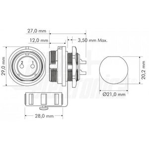 Presa da Pannello IP68 stagno due Poli Connettore 30A 500V SP21 Femmina Weipu