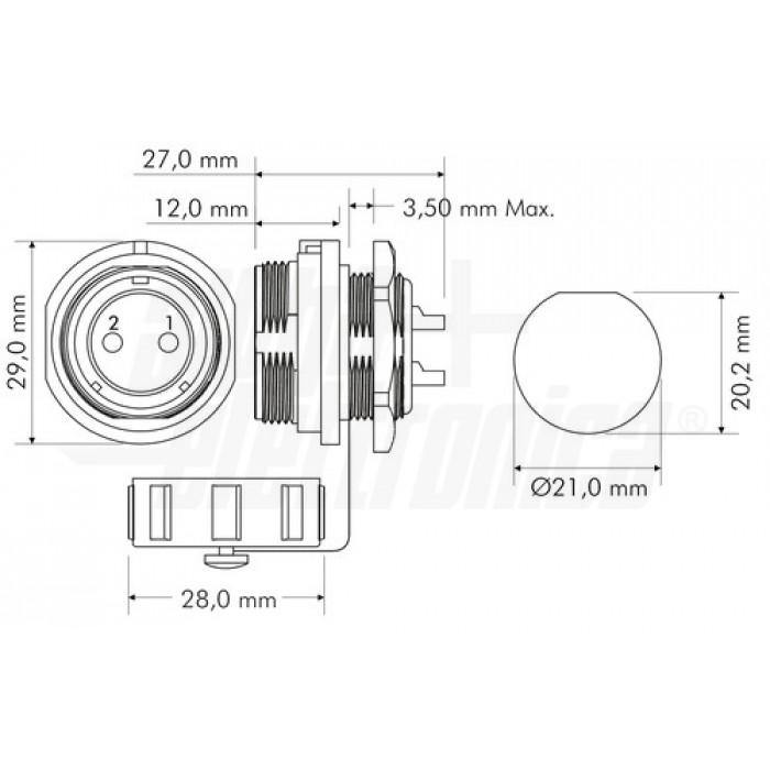 Presa da Pannello IP68 stagno due Poli Connettore 30A 500V SP21 Femmina Weipu