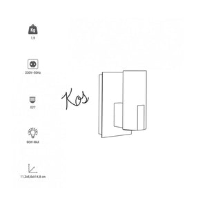 Applique da parete E27 Kos in Metallo Con Finitura In Legno E Base Bianca by Kelù