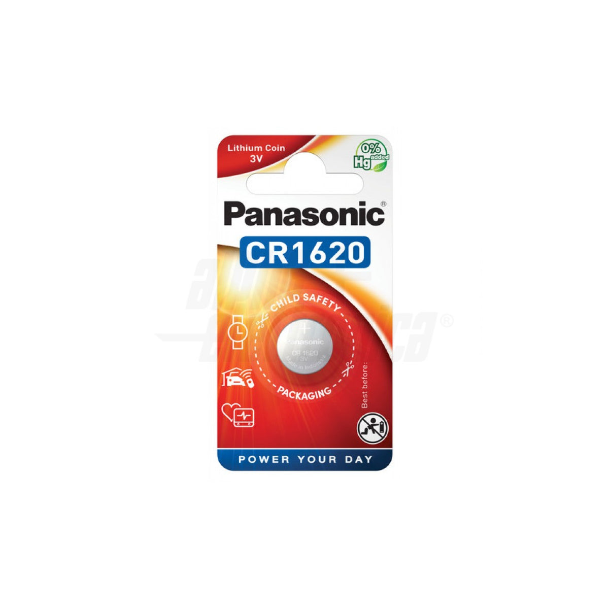 Batteria Piatta CR1620 3V Litio Panasonic BR1620, ECR1620, KCR1620, DL1620, LM1620
