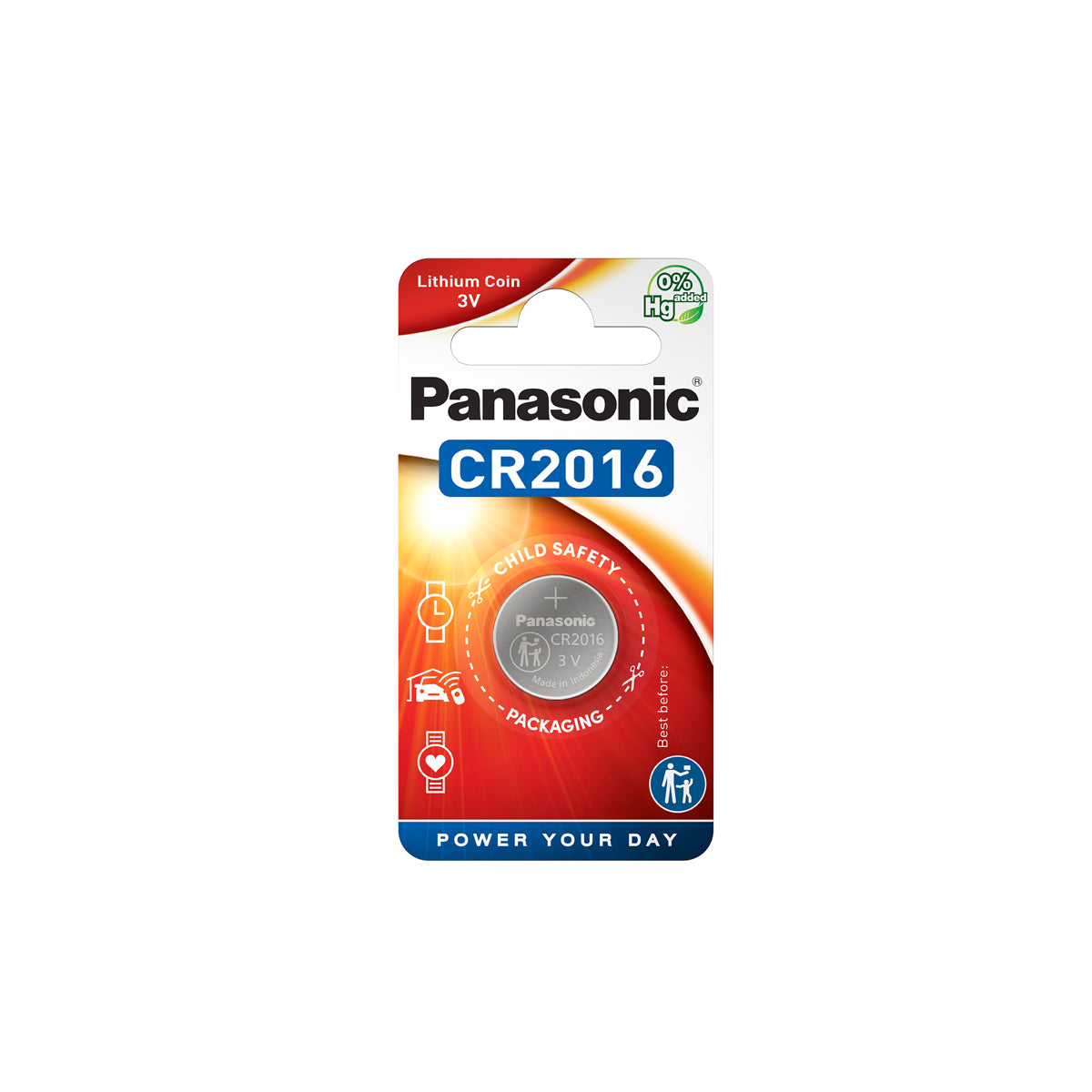 Batteria Piatta CR2016 3V Litio Panasonic BR2016, ECR2016, KCR2016, DL2016, LM2016