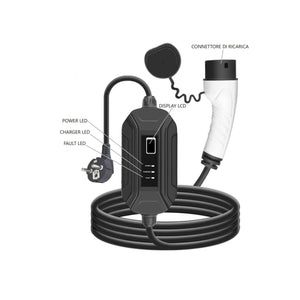 Carica Batteria Auto Elettrica 3.5KW 16A 250V Spina Schuko e Cavo Tipo 2 4,2 mt