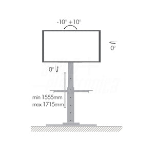 Carrello telescopico da pavimento con mensola per tv 37 - 70 pollici, mobile con ruote