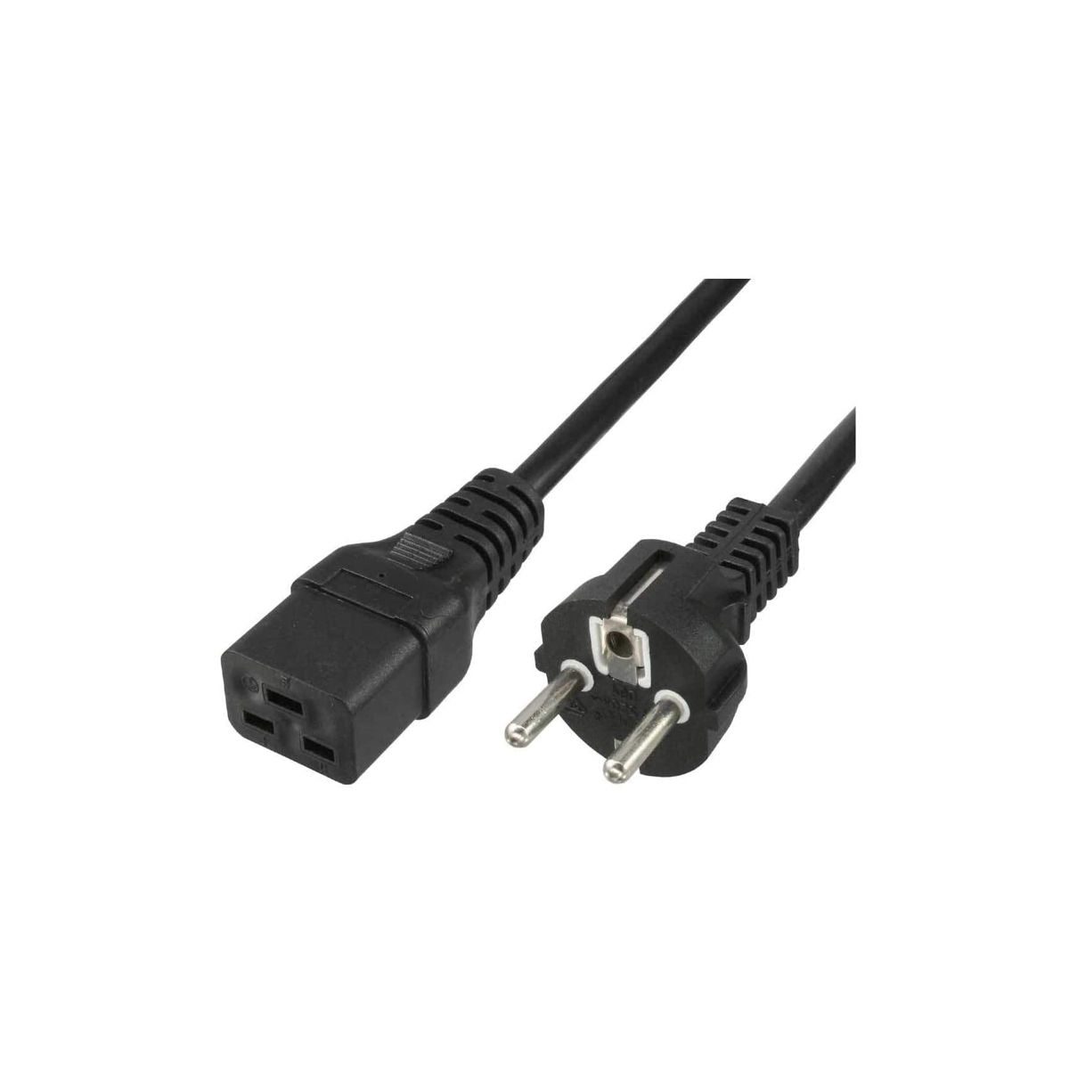 Cavo Alimentazione tripolare IEC 320 C19 spina Schuko 16A 1.8 mt, colore Nero per UPS, armadi rack, centro dati