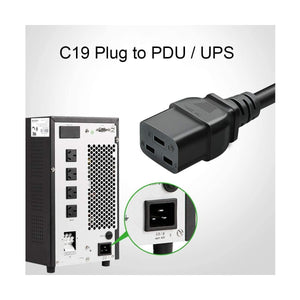 Cavo Alimentazione tripolare IEC 320 C19 spina Schuko 16A 1.8 mt, colore Nero per UPS, armadi rack, centro dati