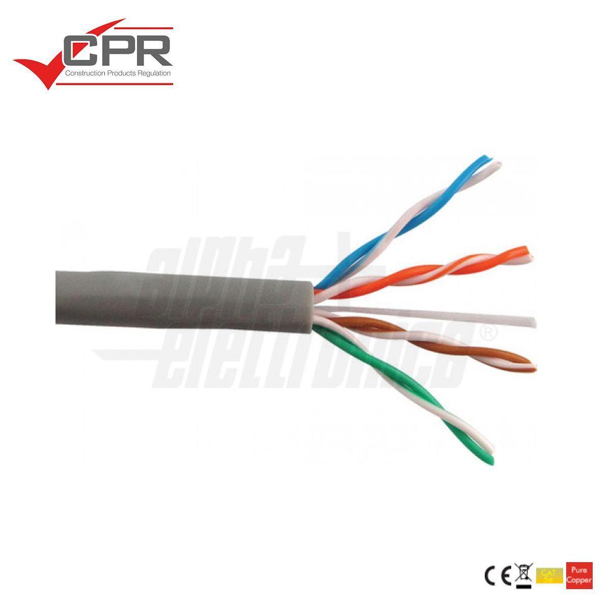 Cavo ethernet matassa 305mt Cat.5e U/UTP conduttori rigidi CCA posa fissa grigio