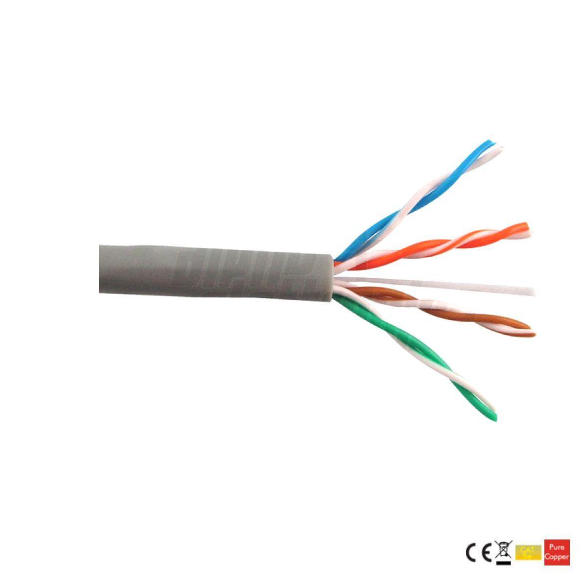 Cavo ethernet matassa 305mt Cat.5e U/UTP conduttori trefoli rame puro grigio - Oniroview