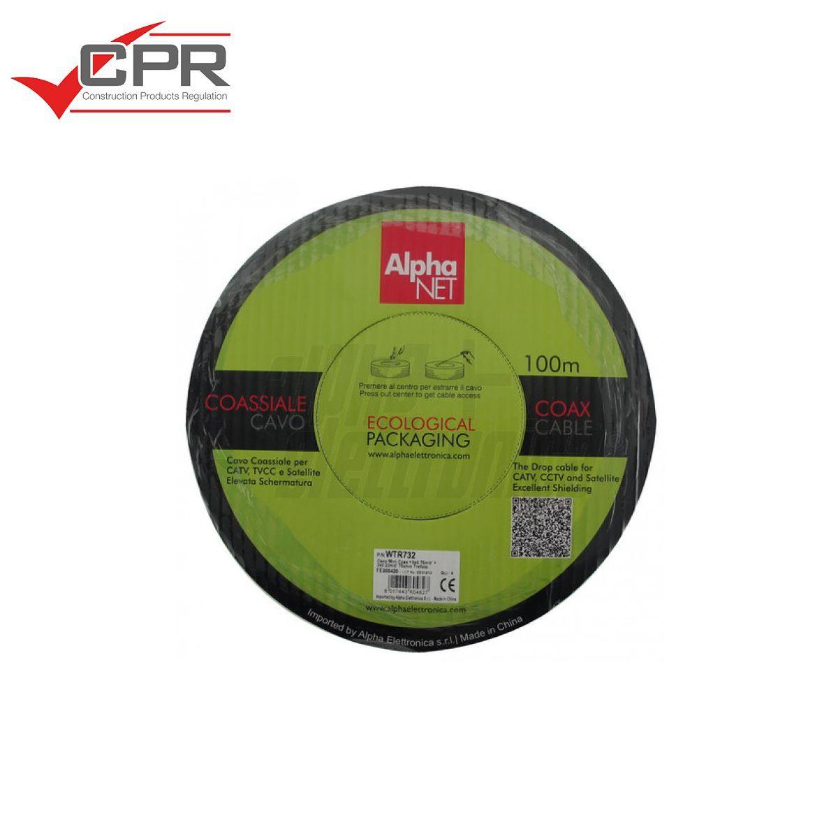 Cavo minicoassiale 100mt flessibile 75 ohm + 2 poli alimentazione 2x0,50 per videosorveglianza - Oniroview