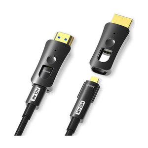Cavo Micro HDMI AOC Attivo Fibra Ottica UHD 4K High-Speed Ethernet con Adattatore