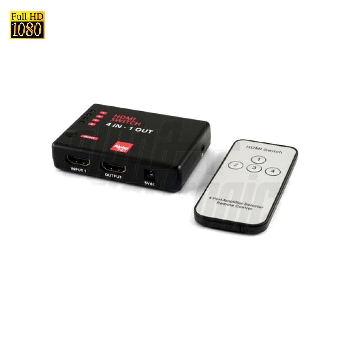 Commutatore switch con telecomando hdmi 4 ingressi - 1 uscita 4K 30hz, 3D idoneo hdtv, decoder, sky q, blu-ray, xbox, ps4 - Oniroview