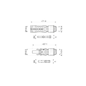 Connettori MC4 Evo2 Coppia Maschio Femmina per Fotovoltaico 1500V Per Cavo 4-6mm² Crimpare