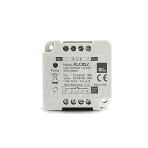 Dimmer per Strisca Led Monocolore 12V 24V 10A da Scatola 503 Comando con Pulsante Opto Isolato