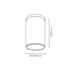 Faretto Esterno a Led Soffitto Downlight Cilindro IP54 - 12W 35° 1080 lumem 3000K
