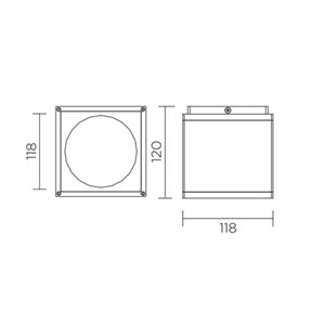 Faretto Esterno a Led Soffitto Downlight Cubo IP54 - 12W 960lm 3000K