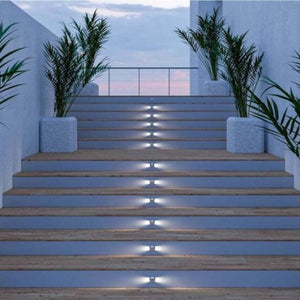 Faretto da Terra Doppia Emissione Esterno Giardino Led Acciaio 2.3W 24V IP67 Tondo