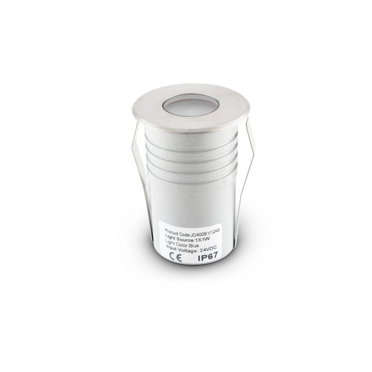 Faretto da Terra per Esterno Giardino Led Acciaio 2W 24V DC IP67 Luce Blu Cavo 12mt