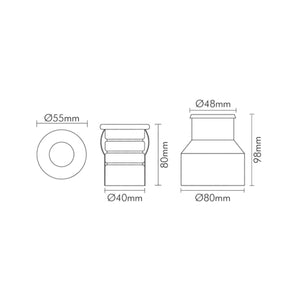 Faretto da Terra per Esterno Giardino Led Acciaio 2W 24V DC IP67 Luce Blu Cavo 12mt