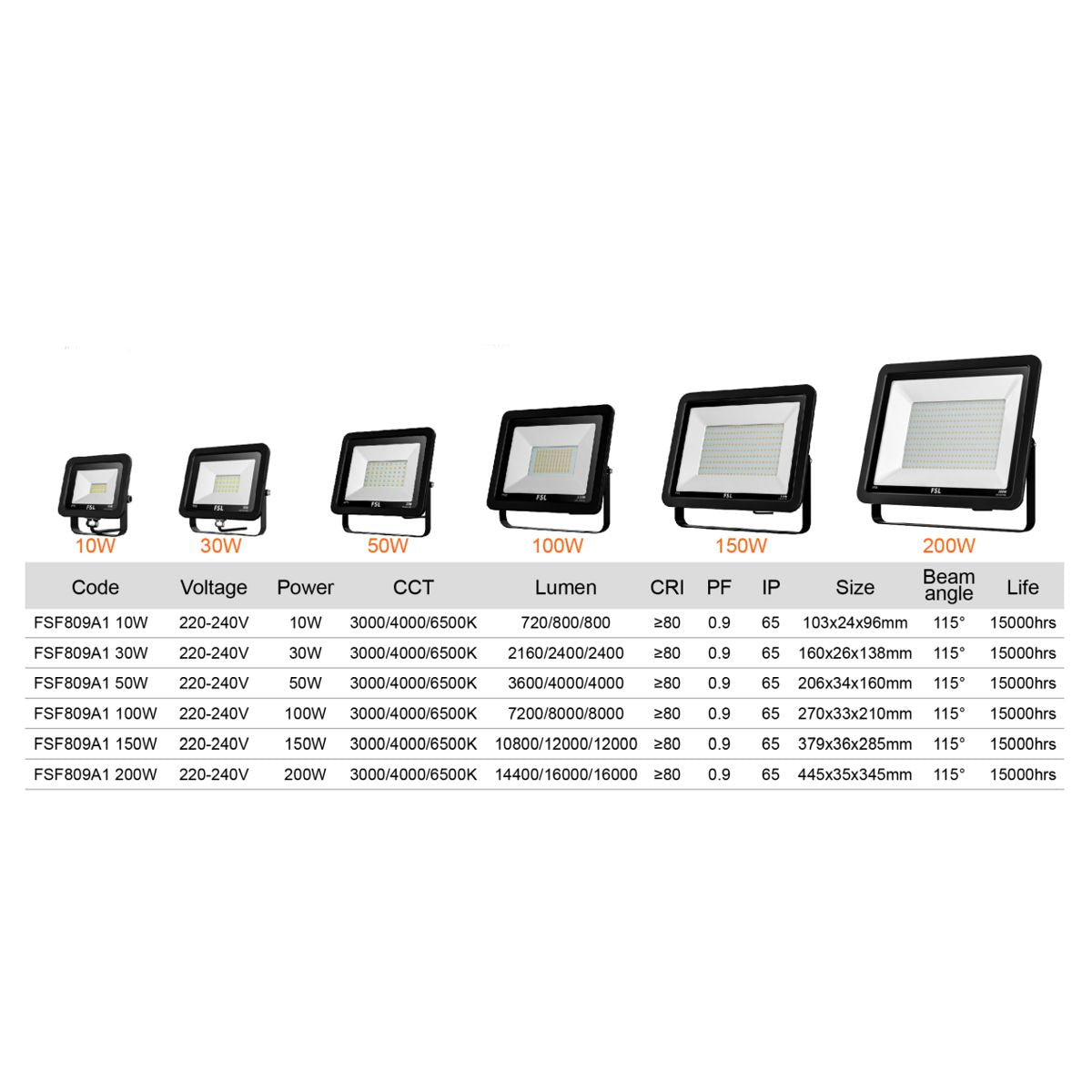 Faro Led Esterno Nero IP65 Luce Naturale 4000K