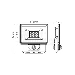 Faro Led Esterno Sensore Movimento PIR Luce Naturale IP65 Slim, Colore Bianco