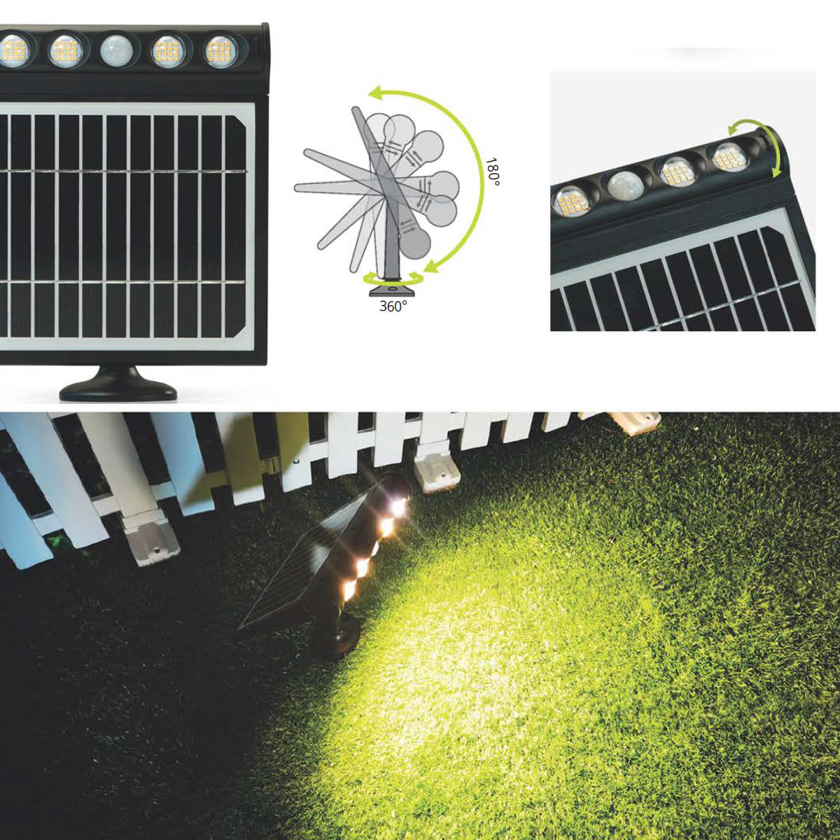 Faro a Led con Pannello Solare Fotovoltaico 8W con Sensore Pir