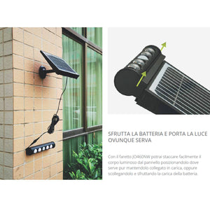 Faro a Led con Pannello Solare Fotovoltaico 8W con Sensore Pir