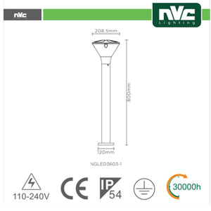 Lampione da Giadino Led Diffusore Satinato 10.5W Luce Calda IP54