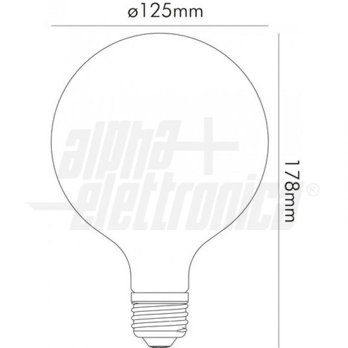 Lampada a filamento led globo E27 8W trasparente tutto vetro 1055 lumen luce calda 2700K d.125mm