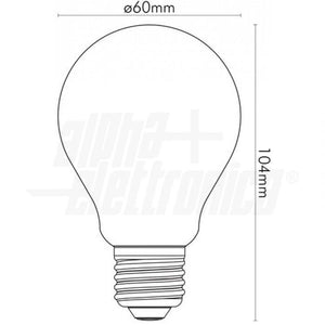 Lampada a filamento led goccia E27 8W trasparente tutto vetro 1010 lumen luce calda 2700K