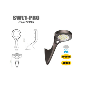 Lampada con Pannello Solare da Esterno IP65 con Sensore Pir Crepuscolare 1000 Lumen 4000K