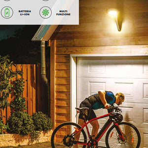 Lampada con Pannello Solare da Esterno IP65 con Sensore Pir Crepuscolare 1000 Lumen 4000K
