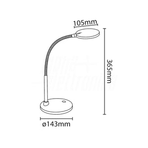 Lampada da tavolo Led con Interruttore Luce Calda - 5,5W - Snodabile, colore Nera