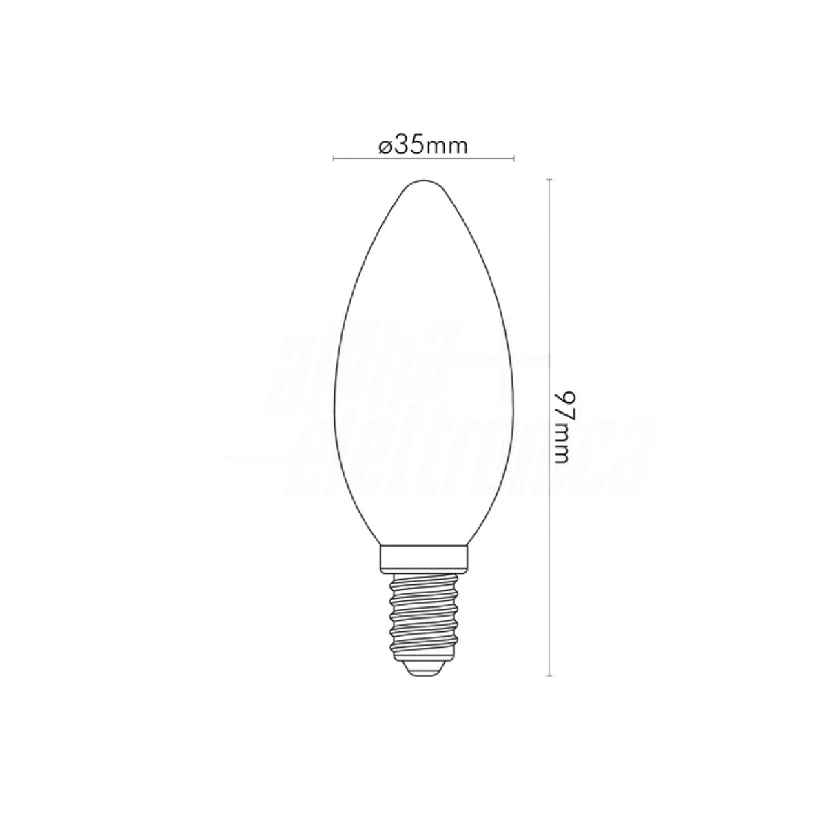 Lampada filamento led E14 4W resa 40W trasparente tutta vetro luce naturale 4000K