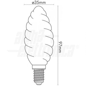 Lampada led a filamento oliva tortiglione smerigliato E14 4W tutto vetro luce calda
